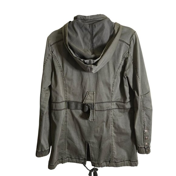 Anthropologie Marrakech Olive Utility Jacket Full Zip Snap Pockets Size S - Picture 3 of 11